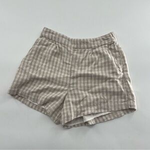 Abercrombie & Fitch Tan Linen Blend Shorts Spring Summer Plaid
